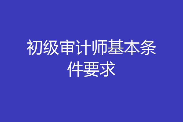 初级审计师基本条件要求