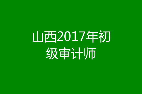 山西2017年初级审计师