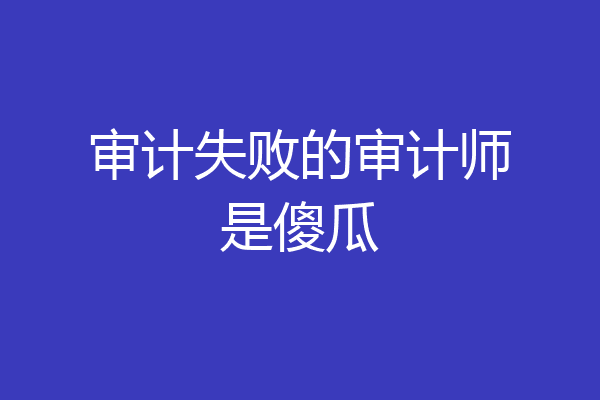 审计失败的审计师是傻瓜