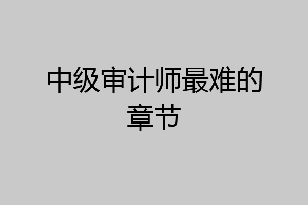 中级审计师最难的章节