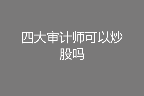 四大审计师可以炒股吗