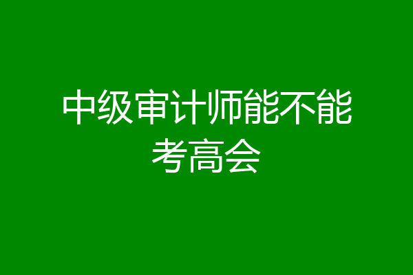 中级审计师能不能考高会