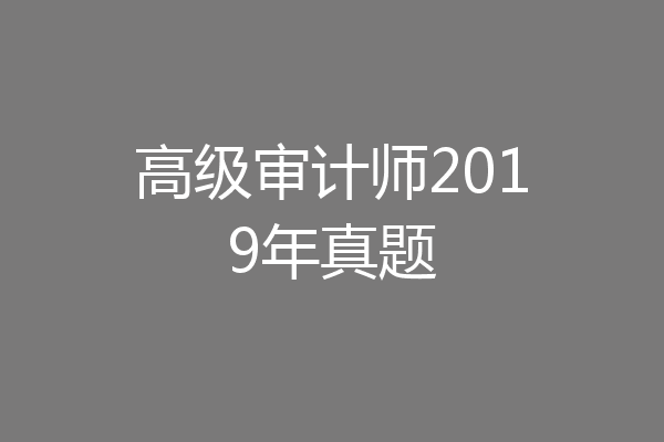 高级审计师2019年真题