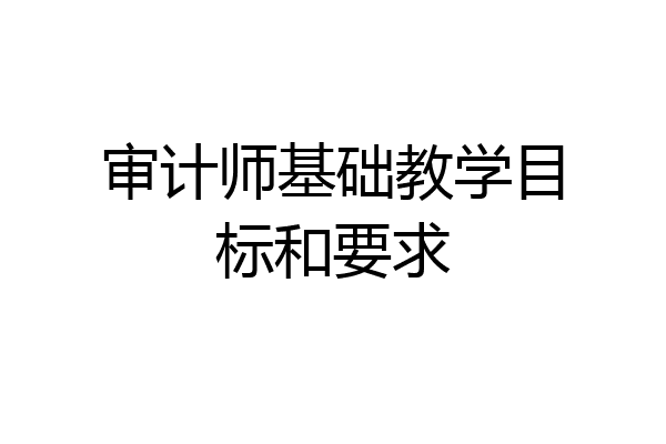 审计师基础教学目标和要求