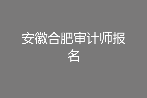 安徽合肥审计师报名