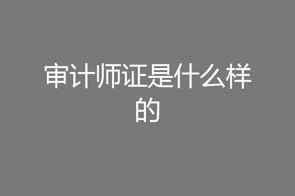 审计师证是什么样的