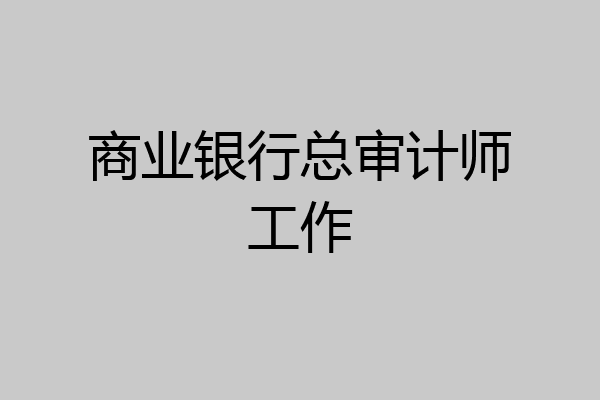 商业银行总审计师工作