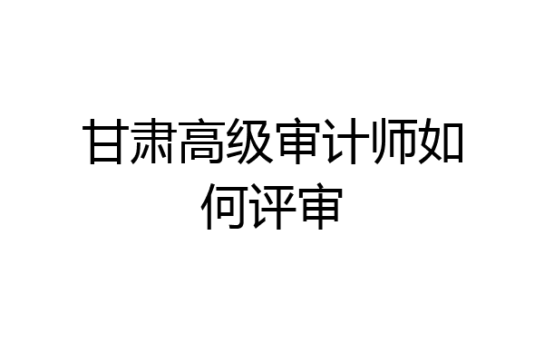 甘肃高级审计师如何评审