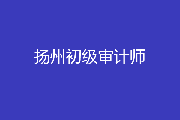 扬州初级审计师
