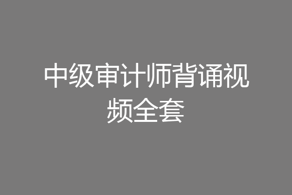 中级审计师背诵视频全套