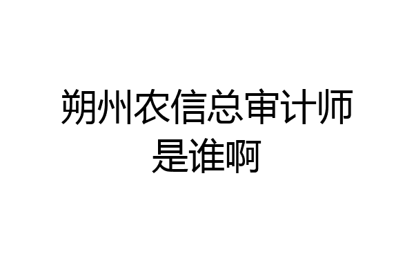 朔州农信总审计师是谁啊