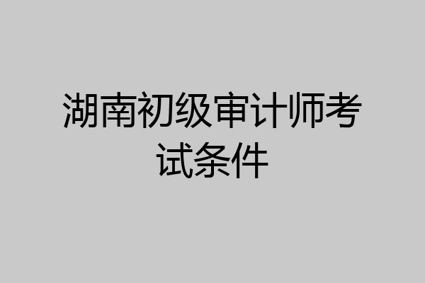 湖南初级审计师考试条件