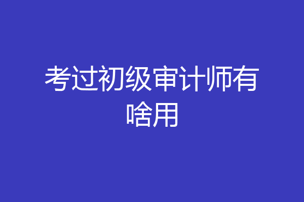 考过初级审计师有啥用