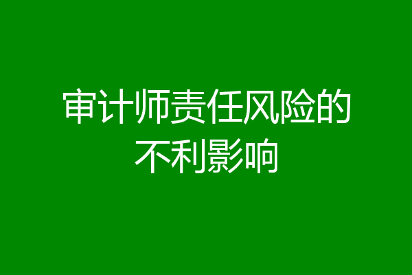 审计师责任风险的不利影响