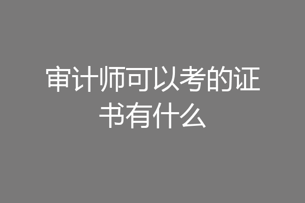审计师可以考的证书有什么