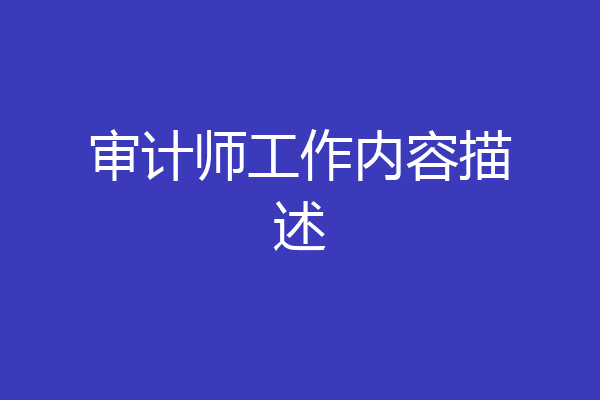 审计师工作内容描述