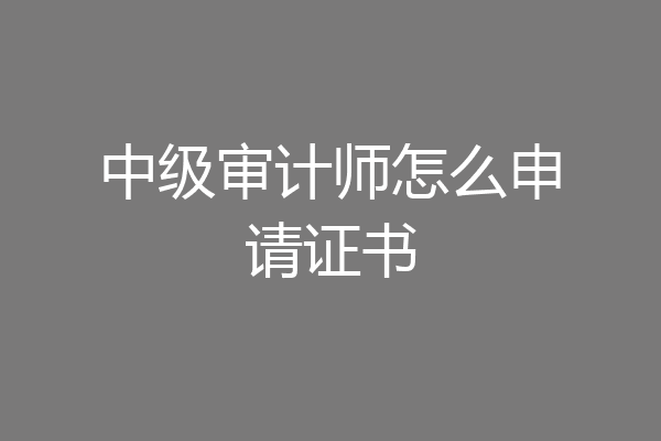 中级审计师怎么申请证书