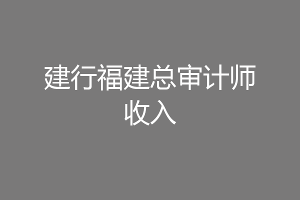建行福建总审计师收入