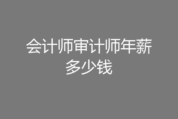 会计师审计师年薪多少钱