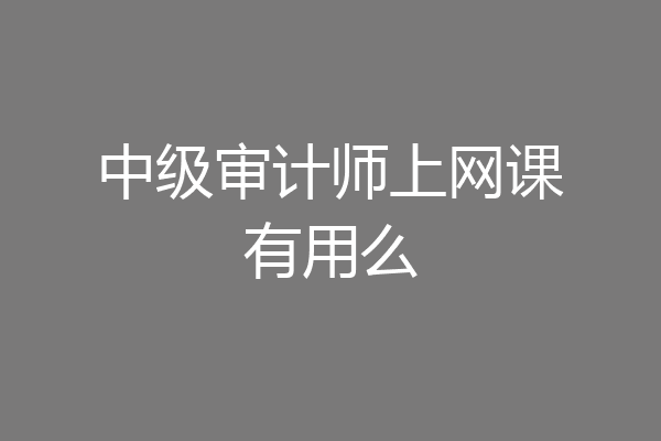 中级审计师上网课有用么