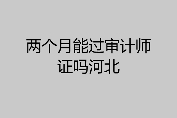 两个月能过审计师证吗河北