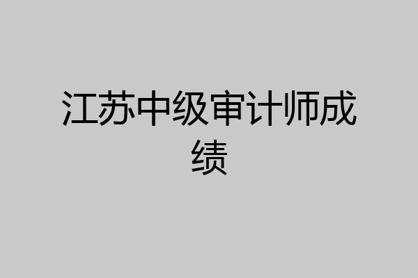 江苏中级审计师成绩