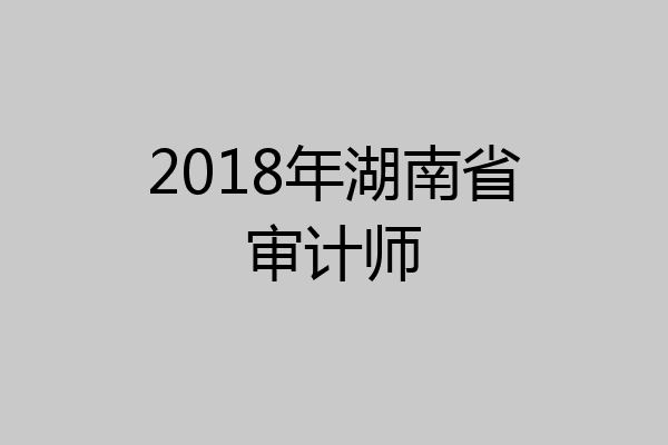2018年湖南省审计师