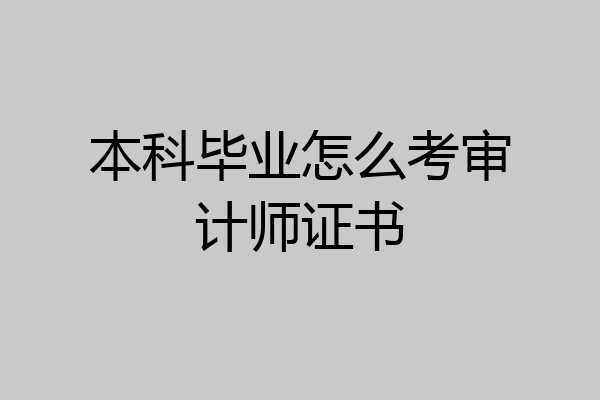 本科毕业怎么考审计师证书