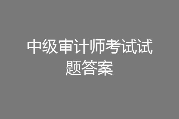 中级审计师考试试题答案