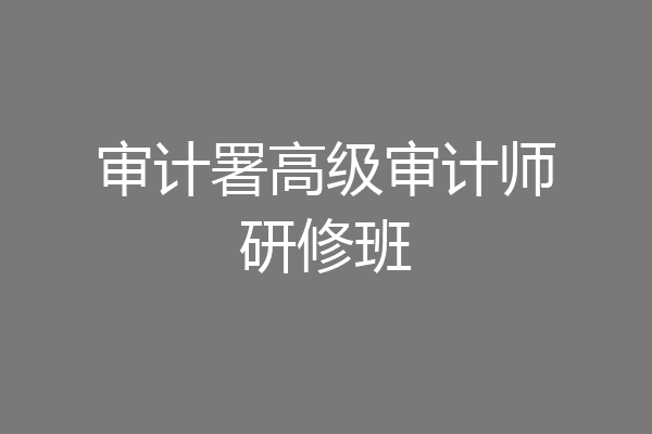 审计署高级审计师研修班