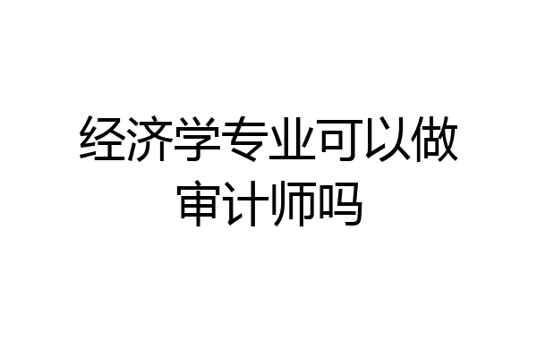 经济学专业可以做审计师吗