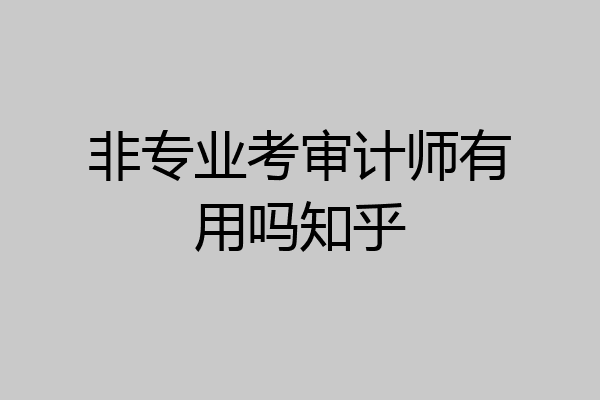 非专业考审计师有用吗知乎