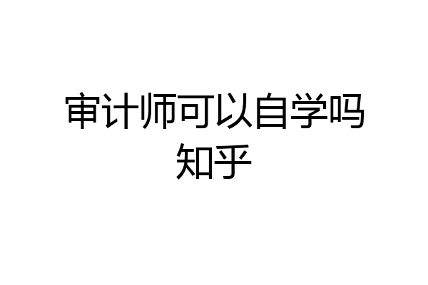 审计师可以自学吗知乎