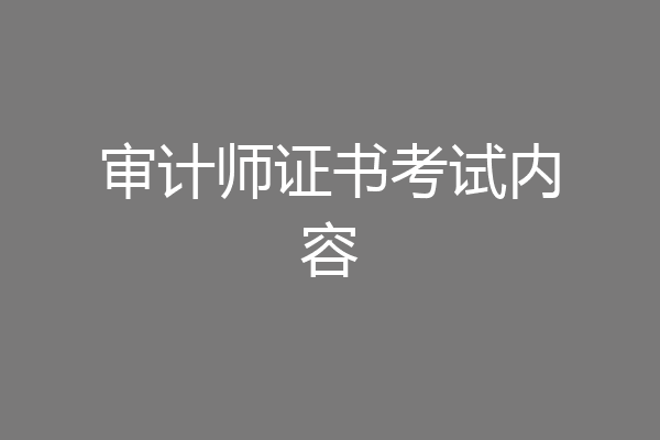 审计师证书考试内容