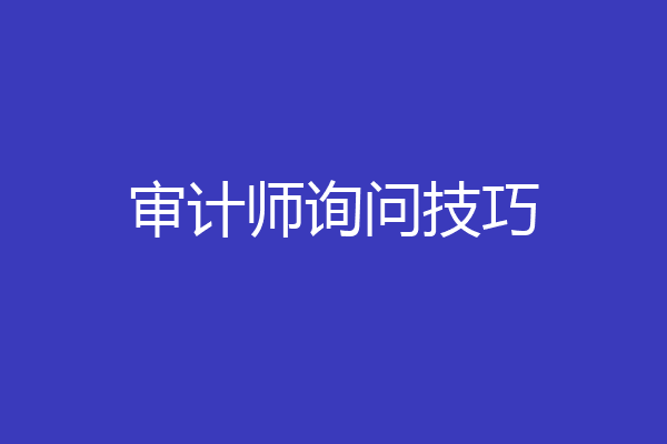 审计师询问技巧