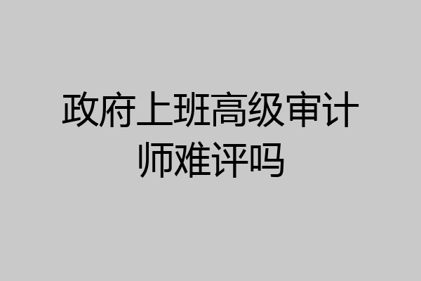 政府上班高级审计师难评吗