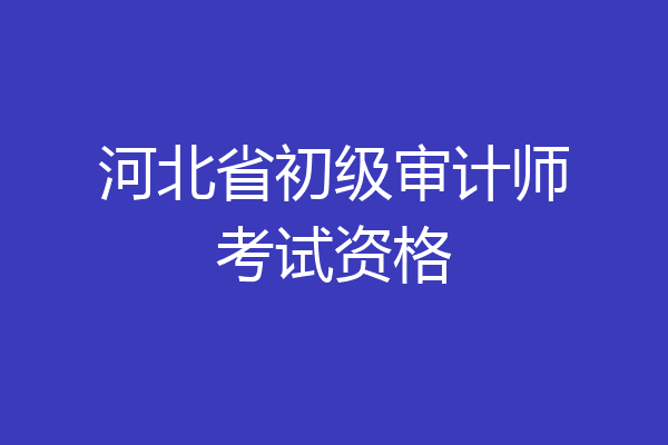 河北省初级审计师考试资格