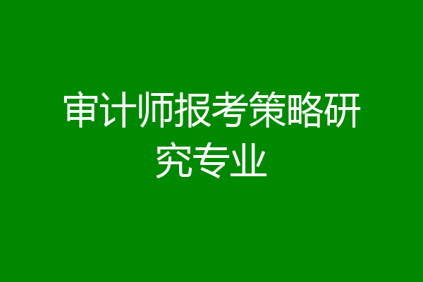 审计师报考策略研究专业