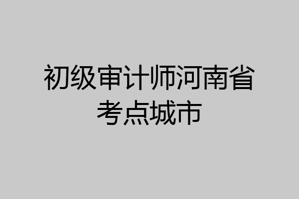 初级审计师河南省考点城市