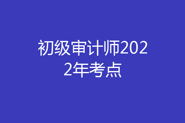 初级审计师2022年考点