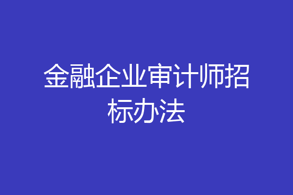 金融企业审计师招标办法