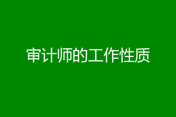 审计师的工作性质