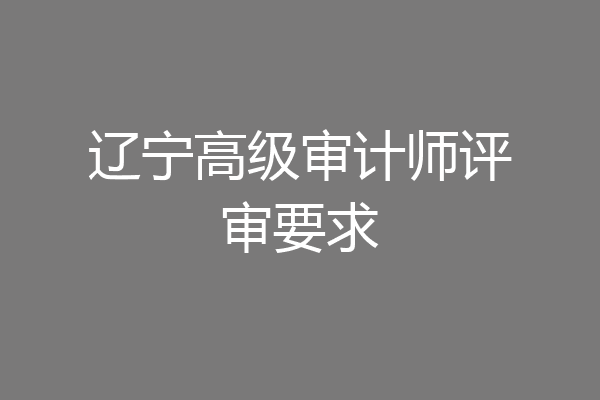 辽宁高级审计师评审要求