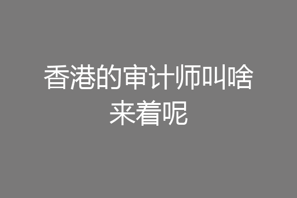 香港的审计师叫啥来着呢