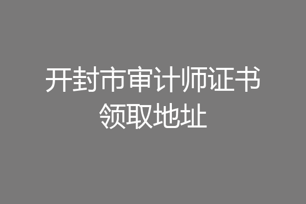 开封市审计师证书领取地址