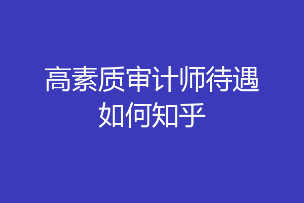 高素质审计师待遇如何知乎