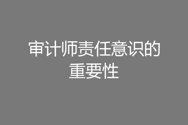 审计师责任意识的重要性