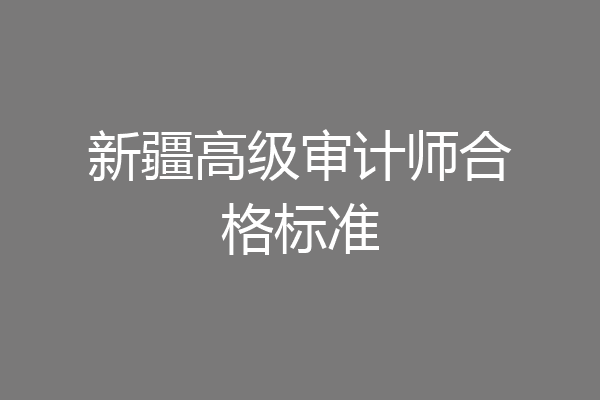 新疆高级审计师合格标准