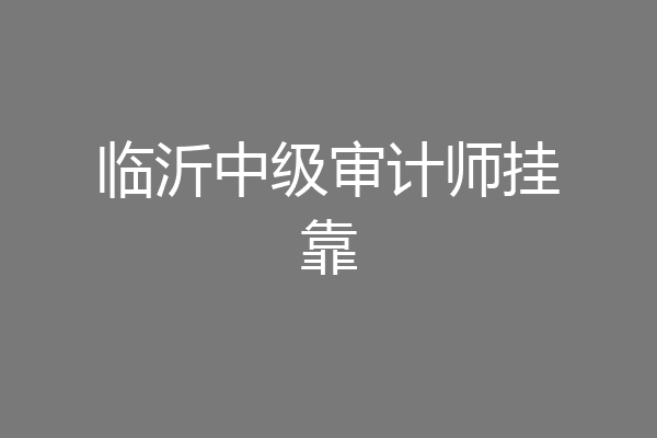 临沂中级审计师挂靠
