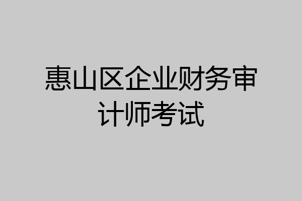 惠山区企业财务审计师考试